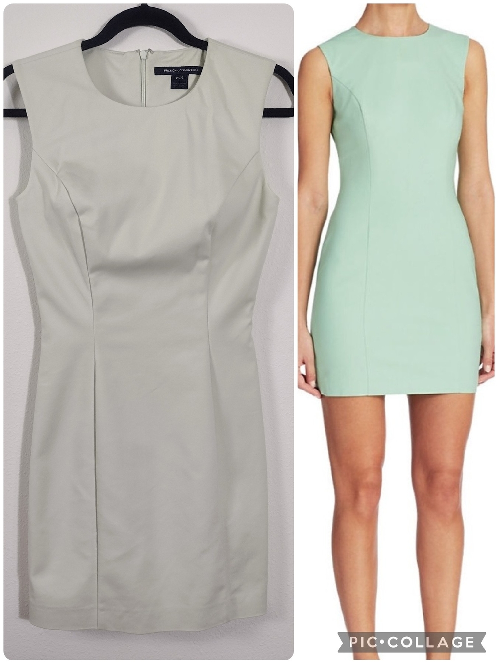 French Connection Sleeveless Fitted Sheath Mini Dress Light Mint Green Size 2